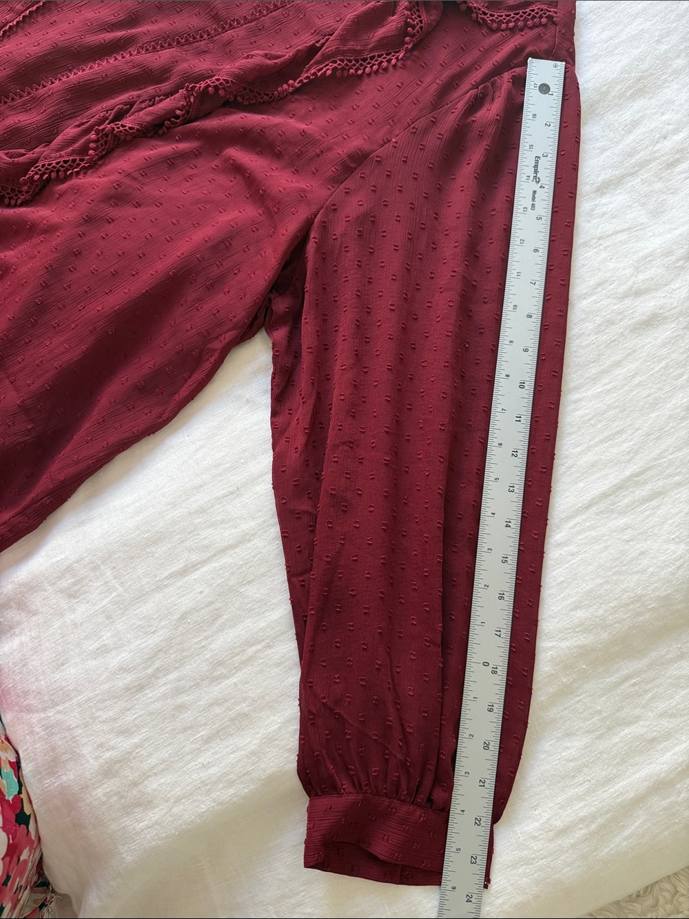 NWT Violeta Burgundy Swiss Dot Ruffle Blouse Boho Coquette Cottagcore Size 2X - Picture 10 of 12